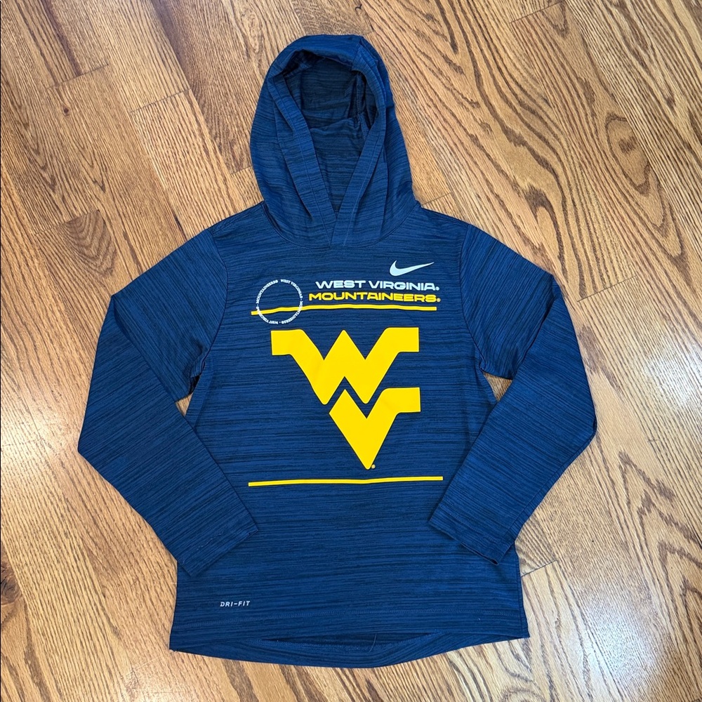 West Virginia Mountaineers Nike Dri-Fit Hoodie/Shirt. Size Medium. WVU. - Picture 3 of 10